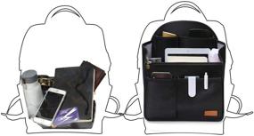 img 3 attached to 🎒 Black Nylon Backpack Organizer Insert for Women - Foldable MCM Divider for Rucksack, Shoulder Bag
