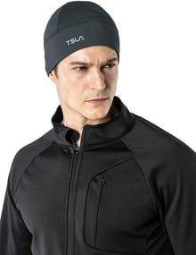 img 3 attached to 🧢 TSLA Thermal Fleece Skull Cap - Pack of 1 or 2, Ideal for Men and Women: Winter Skiing, Cycling, Running Beanie Hat, Under Helmet Liner