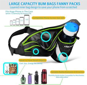 img 3 attached to 👜 HLOMOM Fanny Pack for Men/Women with Water Bottle Holder, Adjustable Strap Running Belt Hydration Waist Pack & Crossbody Fanny Pack with Large Waterproof Pockets - Fits All Cellphones