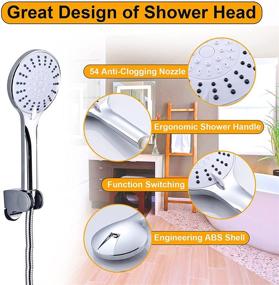 img 1 attached to 🚿 iMustech High Pressure Handheld Shower Head Set with 5 Spray Settings - Detachable Anti-Clog Shower Head for Easy Tub, Tile, and Pet Cleaning, Includes 2 Brackets & 59" Stainless Steel Hose