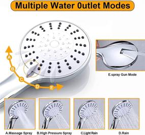 img 3 attached to 🚿 iMustech High Pressure Handheld Shower Head Set with 5 Spray Settings - Detachable Anti-Clog Shower Head for Easy Tub, Tile, and Pet Cleaning, Includes 2 Brackets & 59" Stainless Steel Hose