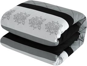 img 2 attached to 🛏️ Chic Home Clayton 10 Comforter Pin Tuck Bed in A Bag with Sheet Set – Black Queen, Grey: Elegant Style and Quality