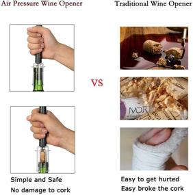 img 2 attached to 🍷 Wine Lovers' Gift Set: Easy Cork Remover Wine Opener with Foil Cutter & Air Pressure Pump, Enhance Your Wine Experience