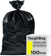 🗑️ 44 gallon toughbag commercial trash bags, 38x46”, black (100 count) – large outdoor garbage bags for custodians, landscapers, and contractors, made in usa logo