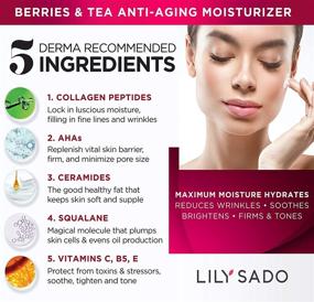 img 2 attached to 🍓 LILY SADO BERRIES & TEA Adaptogen + Collagen Anti-Aging Moisturizer Cream - Antioxidant-Rich Facial Lotion with Soluble Collagen for Wrinkle Reduction, Hydration, Firmness & Skin Radiance