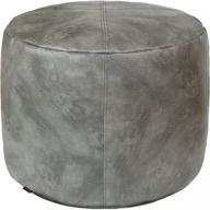 🪑 14”x18” cement gray thgonwid handmade unstuffed faux leather pouf cover - footstool ottoman with storage solution, floor footrest cushion логотип