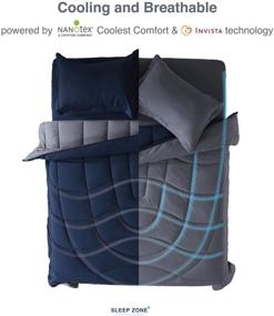 img 3 attached to SLEEP ZONE All Season Comforter - NavyBlue+Gray Reversible Duvet for Full/Queen Bed - Soft Temperature Regulation