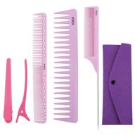 🔥 xnicx 5pcs pink styling comb set - heat resistant up to 180℃ - rat tail comb, cutting comb, wide tooth comb for backcombing, hair styling, hairdressing salon logo