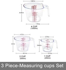 img 1 attached to NPYPQ 3-Piece Stackable Measuring Cups Set - BPA-Free Plastic with Nesting Handle and Multiple Scales for Precise Measurements - Clear