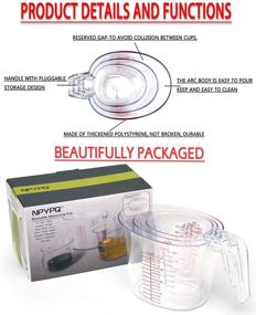 img 3 attached to NPYPQ 3-Piece Stackable Measuring Cups Set - BPA-Free Plastic with Nesting Handle and Multiple Scales for Precise Measurements - Clear