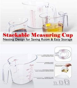 img 2 attached to NPYPQ 3-Piece Stackable Measuring Cups Set - BPA-Free Plastic with Nesting Handle and Multiple Scales for Precise Measurements - Clear