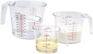 npypq 3-piece stackable measuring cups set - bpa-free plastic with nesting handle and multiple scales for precise measurements - clear logo