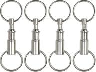 streamlined millennial essentials 4 pack: quick release detachable keychain with silver dual key rings and snap lock holder логотип