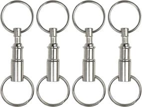 img 4 attached to Streamlined Millennial Essentials 4 Pack: Quick Release Detachable Keychain with Silver Dual Key Rings and Snap Lock Holder