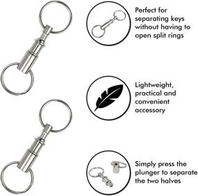 img 2 attached to Streamlined Millennial Essentials 4 Pack: Quick Release Detachable Keychain with Silver Dual Key Rings and Snap Lock Holder