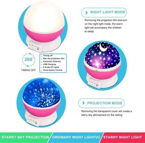 img 3 attached to Kids Bedroom Star Projector, MOKOQI Night Light Lamp - Fun Gifts for 1-4-6-14 Year Old Girls and Boys, Rotating Star Sky Moon Light Projector for Bedroom Decor - Pink