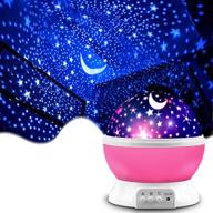 kids bedroom star projector, mokoqi night light lamp - fun gifts for 1-4-6-14 year old girls and boys, rotating star sky moon light projector for bedroom decor - pink logo