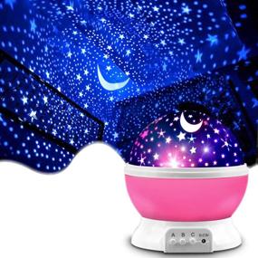 img 4 attached to Kids Bedroom Star Projector, MOKOQI Night Light Lamp - Fun Gifts for 1-4-6-14 Year Old Girls and Boys, Rotating Star Sky Moon Light Projector for Bedroom Decor - Pink