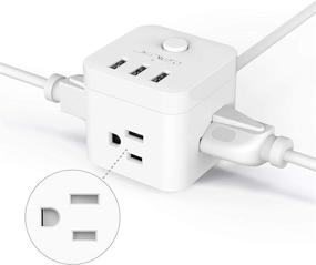 img 1 attached to JSVER Power Strip with USB Ports - 3 Outlets, 3 USB ⚡ Ports, 4.92 Ft Cord - Ideal for Travel, Home, Office, Phone Charging - White