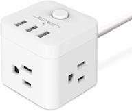 jsver power strip with usb ports - 3 outlets, 3 usb ⚡ ports, 4.92 ft cord - ideal for travel, home, office, phone charging - white logo