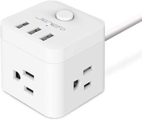 img 4 attached to JSVER Power Strip with USB Ports - 3 Outlets, 3 USB ⚡ Ports, 4.92 Ft Cord - Ideal for Travel, Home, Office, Phone Charging - White