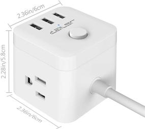img 2 attached to JSVER Power Strip with USB Ports - 3 Outlets, 3 USB ⚡ Ports, 4.92 Ft Cord - Ideal for Travel, Home, Office, Phone Charging - White