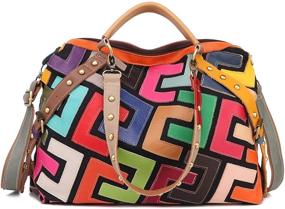 img 4 attached to 👜 GENUINE Leather Women's Multicolor Tote Handbag - Random Color Hobo Shoulder Purse