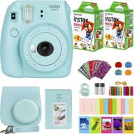 📸 fujifilm instax mini 9 instant camera bundle with 40 sheets of fujifilm instax mini film and comprehensive accessories kit - including carrying case, color filters, photo album + more (ice blue) logo