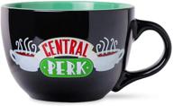 ☕ friends central perk oversized black ceramic mug - ideal for coffee, soup, 24 oz logo