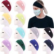 🌸 boho wide headband 12-pack: button elastic turban hair band for women and girls - yoga head wraps collection logo