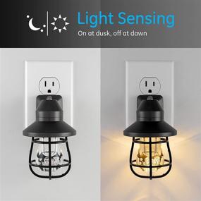 img 3 attached to 🌙 GE LED Vintage Night Light: Farmhouse Rustic Plug-in with Dusk-to-Dawn Sensor, UL-Certified – Ideal Home Décor Nightlight for Bedroom, Bathroom, Kitchen, Hallway – Black, 1 Pack (Model 38628)