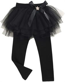 img 4 attached to 👚 KISBINI Girls' Clothing - Footless Leggings with Bowknot Pantskirt