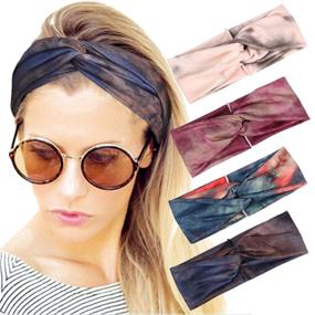 img 4 attached to 🎀 Women's Criss Cross Headbands 4-Pack - Color2 Head Wrap Hair Bands