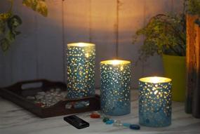 img 1 attached to 🕯️ Набор зажигалок Blue Mercury Glass: M Зеркальные свечи без огня из настоящего воска со сменными батарейками, пультом дистанционного управления и таймером.