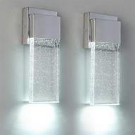 chrome finished outdoor wall sconce 2 pack with bubble glass: perfect for doorway, garden, hallway, patio, living room, and bedroom логотип