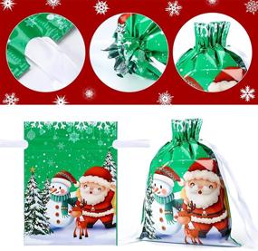 img 2 attached to 30pcs Christmas Drawstring Gift Bags: Festive Foil Wrapping Sacks for Xmas Presents & Party Favor