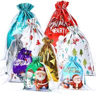 30pcs christmas drawstring gift bags: festive foil wrapping sacks for xmas presents & party favor logo