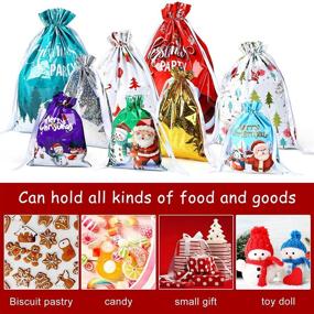 img 3 attached to 30pcs Christmas Drawstring Gift Bags: Festive Foil Wrapping Sacks for Xmas Presents & Party Favor