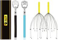 🧘 ultimate self-care set: 2-pack bear claw black telescopic back scratcher and 2-pack head massager scalp scratcher (gold) - for head relaxation and body tickling! logo