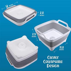 img 2 attached to 🏠 Convenient and Versatile Home Spirit Collapsible Sink: Portable Dish Pan and Wash Basin with Integrated Handle, Plug, Strainer, and 9L Capacity