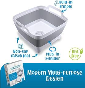 img 3 attached to 🏠 Convenient and Versatile Home Spirit Collapsible Sink: Portable Dish Pan and Wash Basin with Integrated Handle, Plug, Strainer, and 9L Capacity