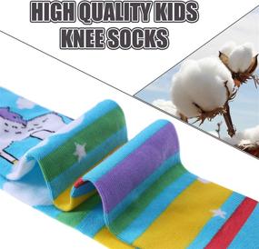 img 3 attached to 🧦 Cute Cartoon Animal Cotton Long Socks - 6 Pairs of BRMINROU Girls Knee-High Socks