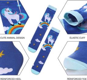img 1 attached to 🧦 Cute Cartoon Animal Cotton Long Socks - 6 Pairs of BRMINROU Girls Knee-High Socks