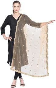 img 2 attached to Dupatta Bazaar Womans Embellished Gold Women's Accessories for Scarves & Wraps
