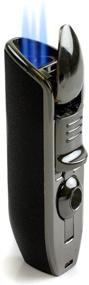 img 3 attached to 🗿 Enhance Your Smoking Experience with Prestige Import Group Olympus Triple Flame Torch Lighter - Black Stone with Gun Gray Metal Design & Built-in Punch Cutter - Wind Resistant