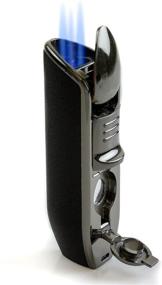 img 2 attached to 🗿 Enhance Your Smoking Experience with Prestige Import Group Olympus Triple Flame Torch Lighter - Black Stone with Gun Gray Metal Design & Built-in Punch Cutter - Wind Resistant