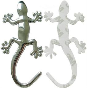 img 1 attached to 🦎 Chic 3D Gecko Metal Chrome Car Sticker Emblems - Set of 2: Fashionable Auto Decals
