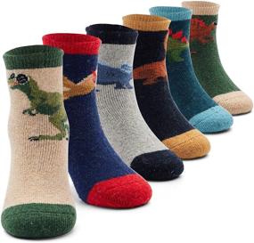 img 4 attached to Winter Wool Socks for Boys - Thick Thermal Crew Socks (6 Pairs)