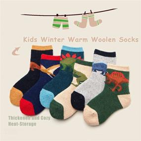 img 3 attached to Winter Wool Socks for Boys - Thick Thermal Crew Socks (6 Pairs)