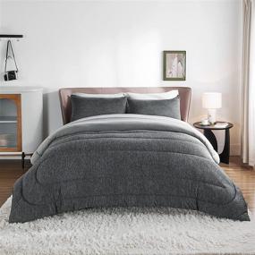 img 1 attached to 🛏️ Bedsure Queen Grey Comforter Set - All Season Warm Bedding, Soft Queen Comforter, 3-Piece Bedding Set for Queen Bed with 2 Pillow Shams (Dark Grey, 88x88 inches)